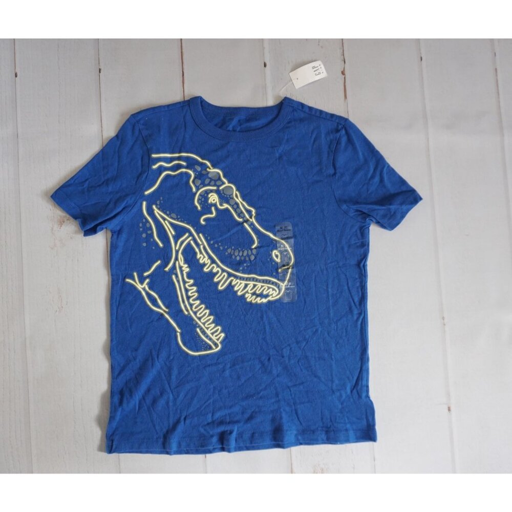 Gap Kids Boys Blue Mirage Dinosaur Graphic T-Shirt - Size M (8) NWT - Picture 2 of 7